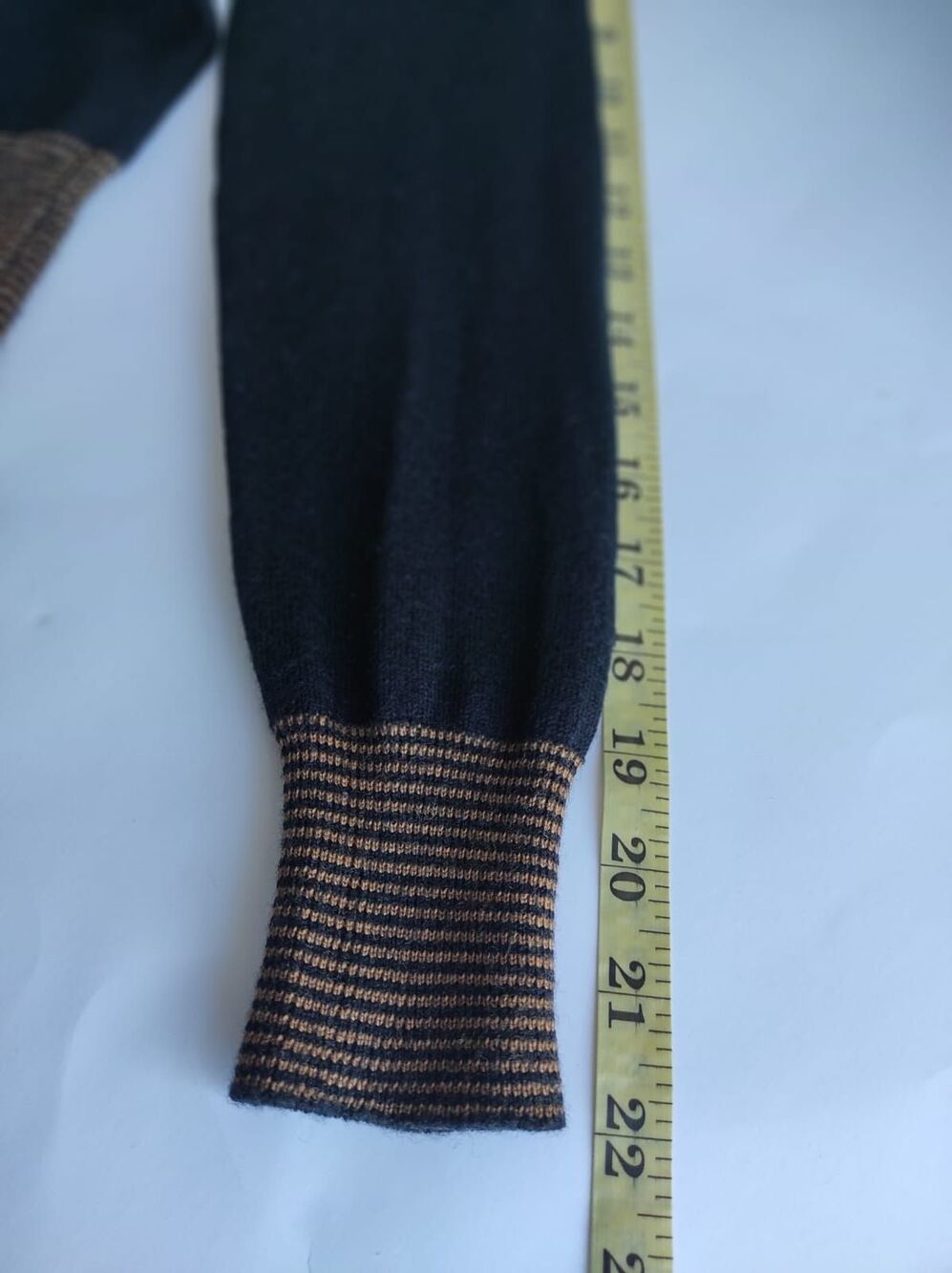 Golden Line 100% Wool Cardigan Black Brown Striped Trim XXS XS Women Button Up - Picture 15 of 16